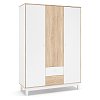 Ντουλάπα Awell pakoworld τρίφυλλη sonoma-λευκό 153.5x54.5x216εκ 173-000007