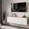 Έπιπλο τηλεόρασης επιτοίχιο Serit pakoworld λευκό-oak 100x31,5x29,5εκ 176-000006