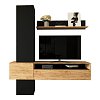 Σύνθετο σαλονιού Wendy pakoworld σε oak-μαύρη απόχρωση 195.1x37.3x219.1εκ 192-000046