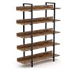 Βιβλιοθήκη Almond pakoworld καρυδί-μαύρο 119x27x185εκ 197-000035