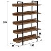 Βιβλιοθήκη Almond pakoworld καρυδί-μαύρο 119x27x185εκ 197-000035