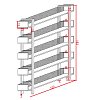 Βιβλιοθήκη Musha pakoworld μέταλλο μαύρο με oak απόχρωση 120x27x185εκ 197-000299