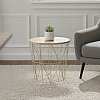Τραπέζι σαλονιού Kumi pakoworld oak-χρυσό Φ41x40εκ 199-000175
