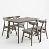Tραπεζαρία Benson - Orlean pakoworld σετ 5τμχ rustic grey-ύφασμα γκρι 120x75x75εκ 200-000185