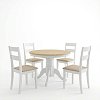 Τραπεζαρία Dallan Lars pakoworld 5τεμ λευκό rubberwood Φ100(+38)x100x75εκ 200-001709