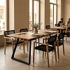 Τραπέζι επεκτεινόμενο Kannu pakoworld σε φυσική απόχρωση με μαύρα μεταλλικά πόδια 160-200x90x75εκ 235-000042