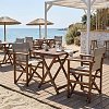 Tραπεζαρία Retto σετ 3τμχ μασίφ ξύλο οξιάς καρυδί-πανί γκρι μπεζ 60x60x71εκ 237-000041