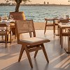 Καρέκλα Winslow pakoworld ξύλο rubberwood ανοικτό καρυδί-pvc rattan φυσικό-ύφασμα γκρι 2τμχ 247-000002