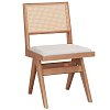 Καρέκλα Winslow pakoworld ξύλο rubberwood ανοικτό καρυδί-pvc rattan φυσικό-ύφασμα γκρι 2τμχ 247-000002