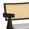 Πολυθρόνα Winslow pakoworld ξύλο rubberwood μαύρο-pvc rattan φυσικό-ύφασμα γκρι 2τμχ 247-000005