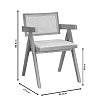 Πολυθρόνα Winslow pakoworld ξύλο rubberwood μαύρο-pvc rattan φυσικό-ύφασμα γκρι 2τμχ 247-000005