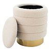 Σκαμπό-μπαούλο Dazzle pakoworld μπουκλέ cream-χρυσό Φ36x44εκ 257-000014