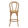 Σκαμπό μπαρ Thonet pakoworld φυσικό ξύλο οξιάς-έδρα φυσικό rattan 41x50x105εκ 263-000039
