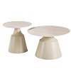 Τραπέζια σαλονιού Sculpt pakoworld σετ 2τεμ μέταλλο cappuccino- sintered stone σε όψης τραβερτίνης 278-000048