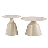 Τραπέζια σαλονιού Sculpt pakoworld σετ 2τεμ μέταλλο cappuccino- sintered stone σε όψης τραβερτίνης 278-000048