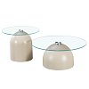 Τραπέζια σαλονιού Barel pakoworld σετ 2τεμ μέταλλο cappuccino- clear glass 278-000059