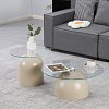 Τραπέζια σαλονιού Barel pakoworld σετ 2τεμ μέταλλο cappuccino- clear glass 278-000059