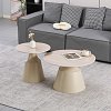 Τραπέζια σαλονιού Sculpt pakoworld σετ 2τεμ μέταλλο cappuccino- sintered stone σε όψης τραβερτίνης 278-000048