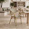 Πολυθρόνα Isaia pakoworld φυσικό αλουμίνιο-textilene γκρι 57x57x83εκ 289-000003