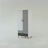 Ντουλάπα Timmy 2D2S Λευκό-Γραφίτη-Γκρι 90x50x199cm TO-TIMMY2D2S