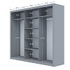 Ντουλάπα Grandio Γκρι 250x60x215cm GR-GRAND-3