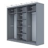Ντουλάπα Grandio Γκρι με καθρέφτη 250x60x215cm GR-GRANDMIR-3