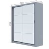 Ντουλάπα Reflex Γκρι με καθρέφτη 180x60x215cm GR-REFLMIR-3
