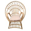 Πολυθρόνα Boloni Inart με μπεζ μαξιλάρι-φυσικό rattan 96x70x120εκ 314-000006