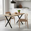 Τραπέζι Zeryin pakoworld oak μελαμίνης-μαύρο μέταλλο 110x70x75εκ 321-000084