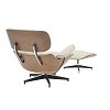Πολυθρόνα-υποπόδιο relax Jenna pakoworld μπεζ pu- plywood καρυδί-βάση χρωμίου 82x92x82εκ 332-000007