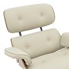 Πολυθρόνα-υποπόδιο relax Jenna pakoworld μπεζ pu- plywood καρυδί-βάση χρωμίου 82x92x82εκ 332-000007