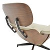 Πολυθρόνα-υποπόδιο relax Jenna pakoworld μπεζ pu- plywood καρυδί-βάση χρωμίου 82x92x82εκ 332-000007