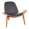 Πολυθρόνα Vilma pakoworld PU μαύρο- plywood καρυδί 90x76.5x74.5εκ 332-000026