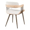 Πολυθρόνα Cameo pakoworld μέταλλο μπρονζέ-white-wash ξύλο-μπέζ ύφασμα 53x49.5x75.5εκ 332-000027