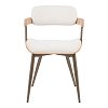 Πολυθρόνα Cameo pakoworld μέταλλο μπρονζέ-white-wash ξύλο-μπέζ ύφασμα 53x49.5x75.5εκ 332-000027