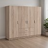 Ντουλάπα τετράφυλλη Royal pakoworld με συρτάρια sonoma 200x58x177εκ 361-000111