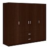Ντουλάπα τετράφυλλη Royal pakoworld με συρτάρια wenge 200x58x177εκ 361-000113