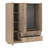 Ντουλάπα τρίφυλλη Royal pakoworld με συρτάρια sonoma 150x58x177εκ 361-000116