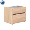 Κομοδίνο Comcie pakoworld σε φυσικό με γκρι απόχρωση 50x42x45.5εκ 362-000001