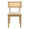Καρέκλα Raffles pakoworld rubberwood με pe rattan και γκρι μπεζ ύφασμα 47x48x83.5εκ 2τμχ 381-000013