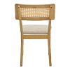Καρέκλα Raffles pakoworld rubberwood με pe rattan και γκρι μπεζ ύφασμα 47x48x83.5εκ 2τμχ 381-000013