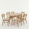 Τραπεζαρία Raffles pakoworld σετ 7τεμ rubberwood με pe rattanσε φυσική απόχρωση 150x90x76εκ 381-000016