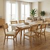 Τραπεζαρία Raffles pakoworld σετ 7τεμ rubberwood με pe rattanσε φυσική απόχρωση 150x90x76εκ 381-000016