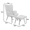 Πολυθρόνα-μπερζέρα με υποπόδιο Gerlina pakoworld κρεμ ύφασμα με πόδι σε φυσική απόχρωση 71x64x94εκ 393-000008
