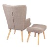 Πολυθρόνα-μπερζέρα με υποπόδιο Gerlina pakoworld γκρι-μπεζ ύφασμα με πόδι σε φυσική απόχρωση 71x64x94εκ 393-000009