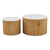 Τραπέζι σαλονιού Nelba pakoworld σετ 2τεμ oak MDF με  κεραμική επιφάνεια σε όψη μαρμάρου 413-000001