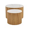 Τραπέζι σαλονιού Nelba pakoworld σετ 2τεμ oak MDF με  κεραμική επιφάνεια σε όψη μαρμάρου 413-000001
