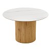 Τραπέζι Sikulu pakoworld oak MDF με κεραμική επιφάνεια σε λευκό μαρμάρου Φ125x77εκ 413-000003