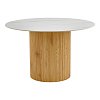Τραπέζι Sikulu pakoworld oak MDF με κεραμική επιφάνεια σε λευκό μαρμάρου Φ125x77εκ 413-000003