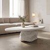 Τραπέζι σαλονιού Zinol pakoworld mdf-polyresin λευκό 105x62x32εκ 415-000015